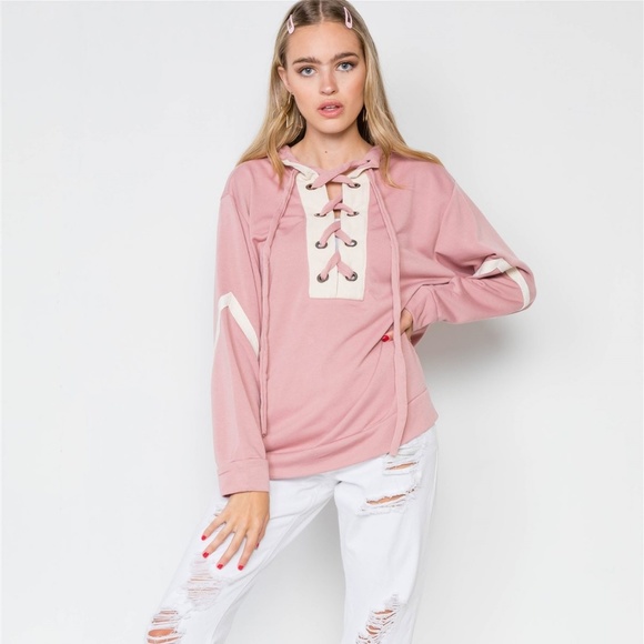 RESTOCKED!🌸Knit Hooded Lace-up Sweater - Picture 2 of 4